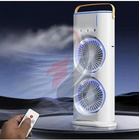 Resim SKYNEX Işıklı Spreyli Vantilatör Buzlu Buharlı Vantilatör Büyük Fan Nemlendirici Klima Soğutucu Çift Fanlı 