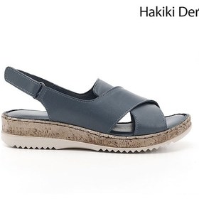 Resim Gönderi R Mavi Antik Cırt Bantlı Dolgu Topuk Hakiki Deri Sandalet Mavi 