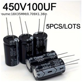 Resim Chuangyinshop 450v 100uf Elektrolitik Kondansatör 18x35mm 5 Adet 