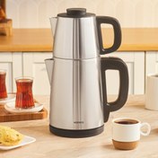 Resim teknotrust Paslanmaz Çelik 2'li Çay ve Su Isıtıcı, Siyah Gri Renkli, Pratik Kullanım 