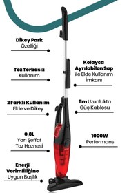 Resim GOLDMASTER Nazar 600 Watt Hazneli Toz Torbasız 2 In 1 Dikey Ve Elde Elektrikli Süpürge 