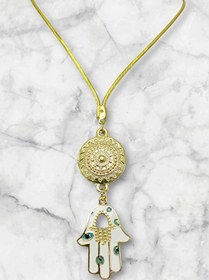 Resim Metal Beyaz Hamse Ana Eli Dikiz Ayna Süsü, Nazar Boncuklu Yeni Ar 