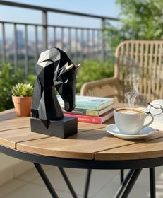 Resim Dekoratif Kitap Tutucu Kübit At Figürlü Biblo Siyah (Gold Detaylı) 