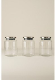 Resim Bormio Metal Kapaklı 3'lü Cam Kavanoz Seti 900 Ml Seffaf Şeffaf 
