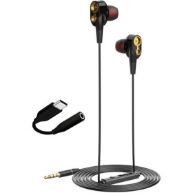 Resim Tecno Hot Beats 3d Hifi 4 Hoparlörlü 3.5mm Jack Girişli Type-c Dönüştürücülü Mikrofonlu Kulaklık Siyah J2uc10 Telefon Kulaklıkları 