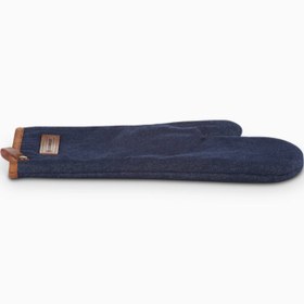 Resim Denim Fırın Eldiveni Deri Detaylı Lüks Tasarım - Lacivert 