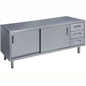 Resim Electrolux Professional Dolaplı Çalışma Tezgahı Sağda 3'lü Çekmeceli 2 Kayar Kapılı 2000 MM MTA2000DXPN 