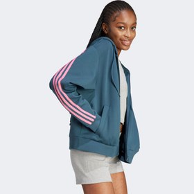 Resim adidas Future Icons 3-Stripes Full-Zip Kapüşonlu Kadın Lacivert Eşofman Üstü 