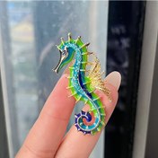 Resim Vintage Esintili Denizatı Emaye Broş - Ceketler & Montlar için Moda Aksesuarı 