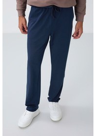 Resim Tommy Life İndigo Bağcıklı Cepli Standart Kalıp Klasik Paça Erkek Eşofman Alt - 84682 İndigo 
