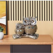 Resim Lijinxu Magideal Baykuş Heykeli Sanat El Sanatları Ofis Masası Gümüş 