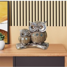 Resim Lijinxu Magideal Baykuş Heykeli Sanat El Sanatları Ofis Masası Gümüş 