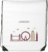 Resim DIYthinker Kadın Londra İngiltere düz Landmark desen İpli sırt çantası ince çizgiler alışveriş yaratıcı çanta omuz Environ Tal Polyester çanta, Çok renkli, One Size, sırt çantası 