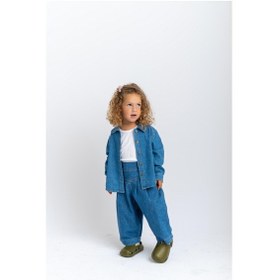 Resim Oliven The Kid Oliventhekid Pileli Beli Lastikli Kız Çocuk Kot Pantolon Mavi Mavi 