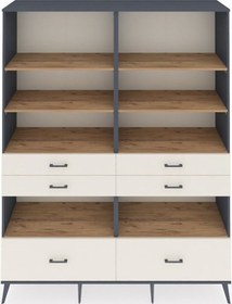 Resim Hyperion Gardrop 8 Raflı 6 Çekmeceli 176x44x221 Antrasit-çam/aytaşı Çam/aytaşı 