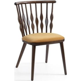 Resim Natura Retro Ahşap Sandalye Ceviz - Sarı 