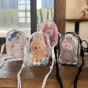 Resim 3 adet Sevimli Peluş Oyuncak Düzenleyici Kutu Top ve Asılı Halat ile - 17cm+ Bebekler için Şeffaf PVC Ekran Kutusu, Koleksiyonluk Ev Dekorasyonu Depolama Kutuları (Top ve Asılı Halat Dahil, Bebekler Dahil Değil), Oyuncak Düzenleyici Depolama, Şeffaf Depolama, Yaratıcı Tasarım 