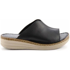 Resim Siyah Hakiki Deri Kadın Terlik K04281204003 Siyah 