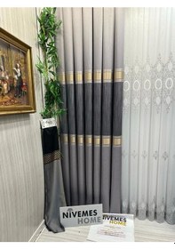 Resim Nivemeshome Mozaik Ft614163 V-5403 Gümüş 1/3 Sık Pileli Fon Perde Apm Gümüş 