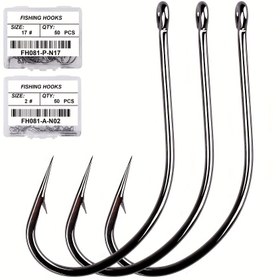 Resim 50 adet/kutu Balıkçılık Kancası Kaplama Yüksek Karbonlu Paslanmaz Çelik Balık Kancası Dikenli Karp Balıkçılık Kancaları Paketi Perakende Orijinal Kutu Balıkçılık Takımı 