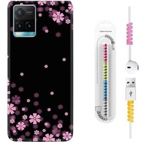 Resim Vivo Y21 Kilif Kablo Koruyuculu Black Flowers 1391 544162615 
