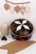 Resim Ottoman Pouffe Şok Fiyat Açılışa Özel %50 Off! Art Deco El Yapımı Hakiki Deri Orijinal Bohem Ottoman Puf Minder60cm 