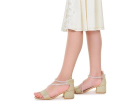 Resim Kiko Kids Pisar Günlük Kız Çocuk 4 cm Topuklu Sandalet Abiye Ayakkabı Altın 