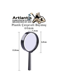 Resim Büyüteç 60 Mm 1 Adet 5x Plastik Sap Çerçeveli Büyüteç Merçek Okul Büro Ofis 