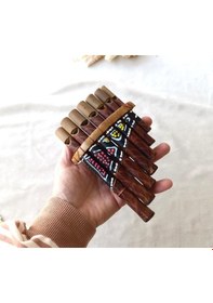 Resim Pan Flüt Bambu Boyalı Ahşap El Sanatları Dekoratif 7 Nota Müzik 