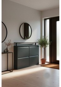 Resim Lıccıa Metal Ayakkabılık 2 Li Yatay Kilitli Model Antrasit 