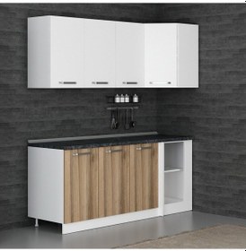 Resim Minar 195cm Köşe Mutfak Dolabı - Beyaz/dore K195-d1 