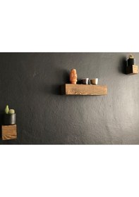 Resim O&Awood Dekoratif 3'Lü Kütük Retro Duvar Rafı, 3'Lü Küp Vintage Doğal Ahş (497958947) 