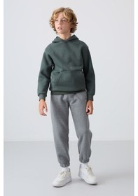 Resim Tommylife Tommy Life Gri Melanj Pamuklu Kalın İçi Tüylü Yumuşak Dokulu Standart Fit Baskılı Erkek Çocuk Eşofman Alt - 11 Gri Melanj 