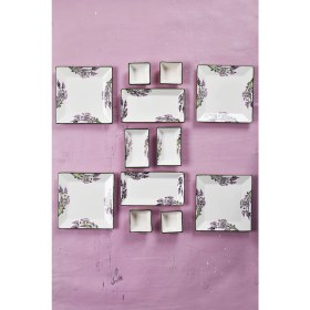 Resim Piatti Naturali 12 Parça 4 Kişilik Lavanta Kahvaltı Takımı Handmade Kahvaltılık Sunum Seti Servis Tabakları 