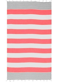 Resim Çizgili Peştemal Plaj Havlusu %100 Pamuk Yıkanmış 100x180 Cm Marenza Kırmızı 