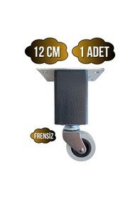 Resim Kale Ahşap Tekerli Ayak Mobilya Masa Ve Dolap Tekerli Ayağı Frensiz 12cm Antrasit 1 Adet Kayın Antrasit 