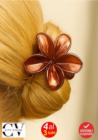 Resim Metalik Bakır Renk Lotus Mandal Saç Tokası 8 Cm Şık Ve Dayanıklı Kahverengi 