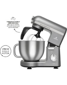 Resim Karaca Mastermaid Chef Pro Çift Kollu Stand Mikser Galaxy Grey 1750 W 