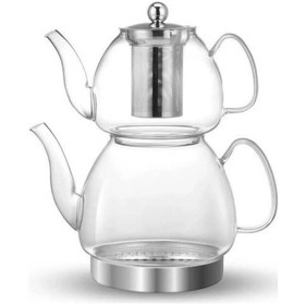 Resim Arow Linda Borosilikat Cam Çaydanlık Seti Tr-4322 Şeffaf 