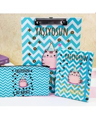 Resim Benisa Shop Sekreterlik Set Yaşıyorsu Bu Hayatı Mottolu Defter Kalemlik Sekreterlik Set Turkuaz - Yeşil 