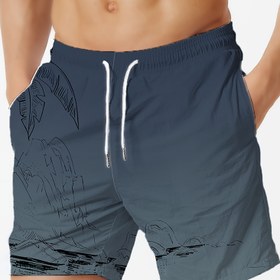 Resim Erkekler için Tropikal Palmiye Ağacı Desenli Hızlı Kuruyan Mayo - Ceketli, Nefes Alabilen Polyester Plaj Şortları, Cebi, Elastik Bel ve Bağcıklı Yaz Havuzu ve Dış Mekan Aktiviteleri İçin, Yaz Mayo | Tropikal Tasarım Şortları | Hızlı Kuruyan Kumaş, Mayo 