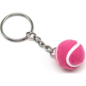 Resim Xindoker Tenis Severlere Hediye: Pudra Rengi 3.8cm Büyük Boy Yün Tenis Topu Anahtar Zinciri Pembe 