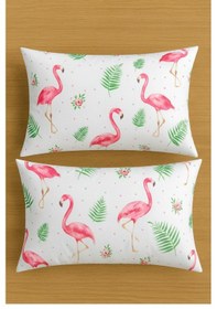 Resim Desenli Pamuklu Yastık Kılıfı 2 Adet 50 X 70cm Pembe 