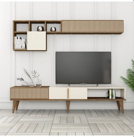 Resim Variant Milan 3'Lü Salon Takımı - Ceviz - Krem 