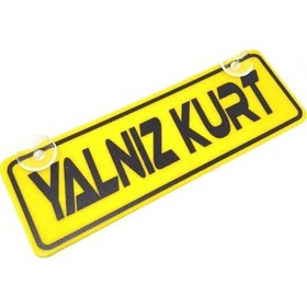 Resim Yalnız Kurt Yazılı Sarı Dekor Plaka Vantuzlu Cam Süsü 