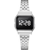 Resim 2xudc Gümüş Trompet Erkek ve Kadın Aynı Stil LED Elektronik Dokunmatik Ekran Kuvars Izle Moda Kişilik Bayanlar Izle Çelik Kemer Çift Izle (Yurt Dışından) 