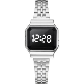 Resim 2xudc Gümüş Trompet Erkek ve Kadın Aynı Stil LED Elektronik Dokunmatik Ekran Kuvars Izle Moda Kişilik Bayanlar Izle Çelik Kemer Çift Izle (Yurt Dışından) 
