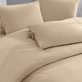 Resim Byanca 100% Cotton Embroidered Piece Dyed Duvet Cover Set Beige 