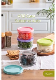 Resim Porsima Lapis 4l Ü Hava Geçirmez Cam Kavanoz Kahvaltılık Seti Renkli Kapaklı Saklama Kabı 400ml Çok renkli 