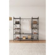 Resim Mobitopya Nilamu Elbise Dolabı / Metal Aksamlı / Antrasit Gri / Açık Dolap / Organizer / Askılık 
